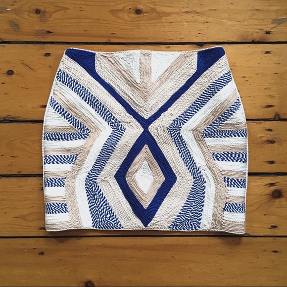 H&M Embroidered geometric colorblock mini skirt S - Picture 4 of 8